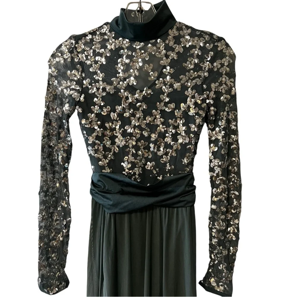 Weissman Showtime Begin Again Dance Costume Dress Green Sequined Small Adult